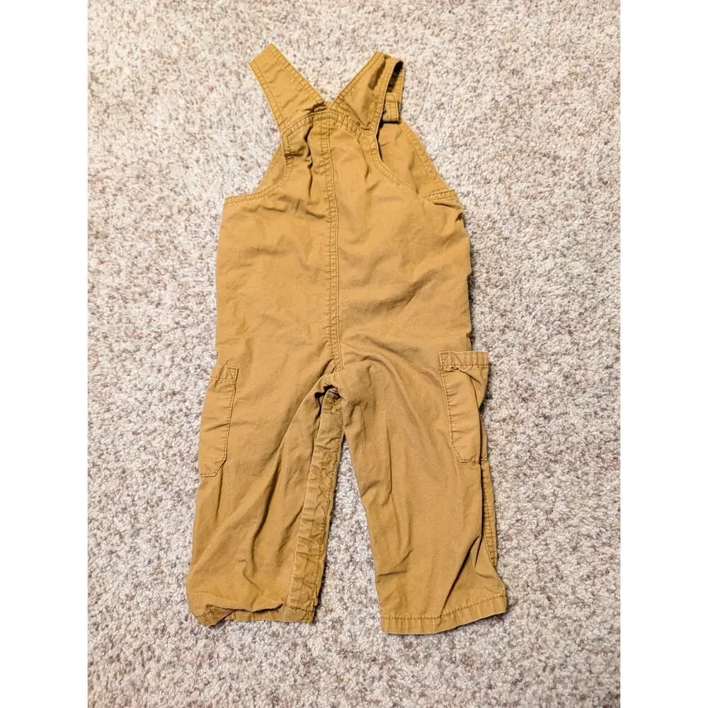 Carter’s Baby Utility Cargo Overalls Size 12M Tan and Brown Bib Overalls Pants